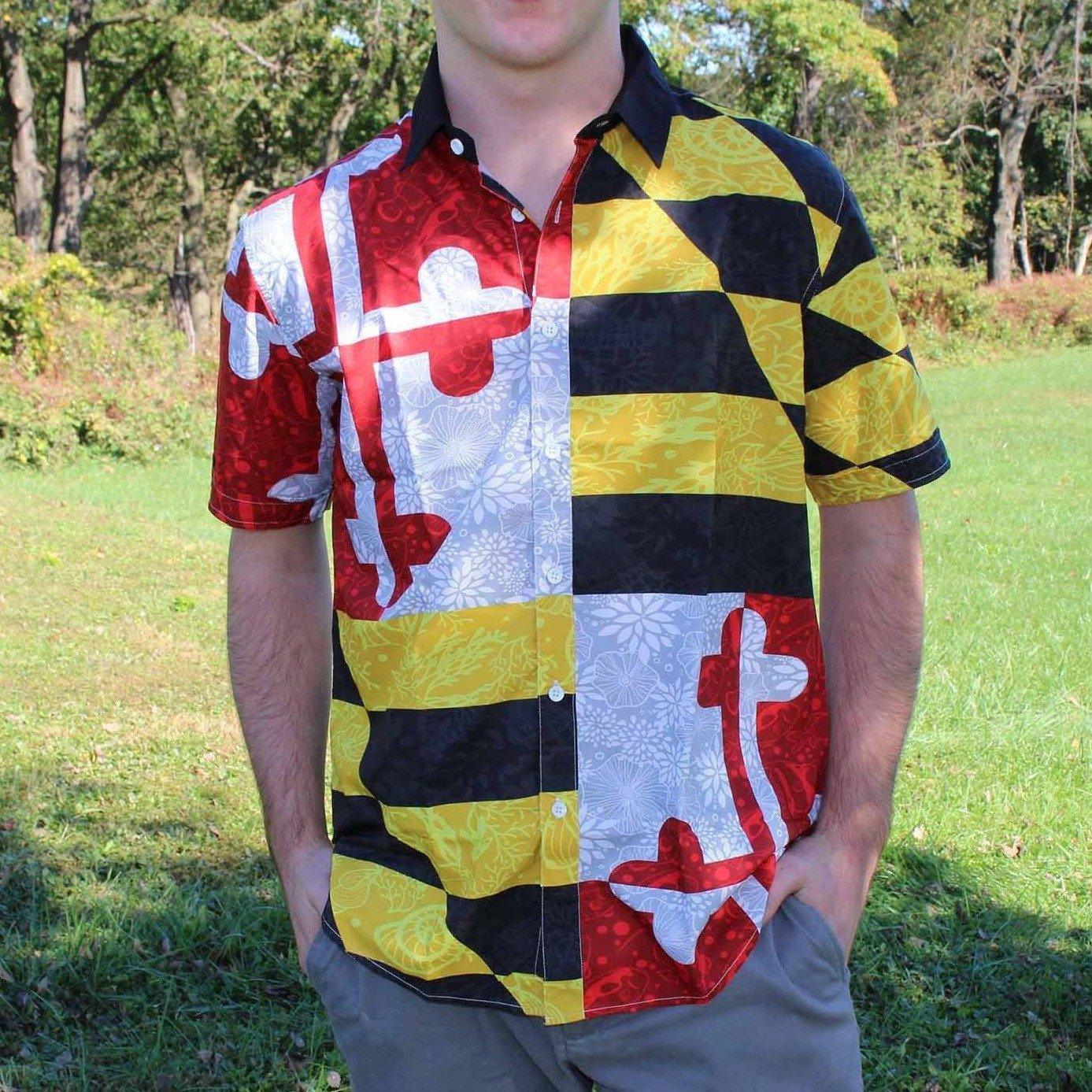 Maryland Flag Nautical Shells / Hawaiian Shirt - Route One Apparel