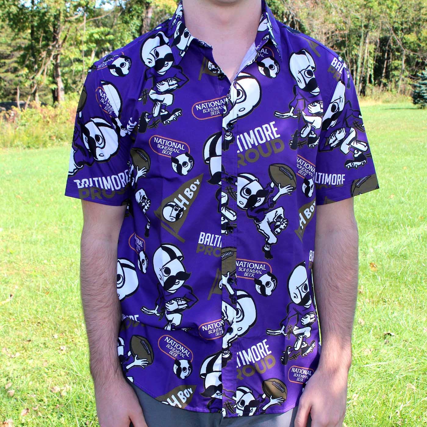 Natty Boh Football (Purple) / Hawaiian Shirt - Route One Apparel