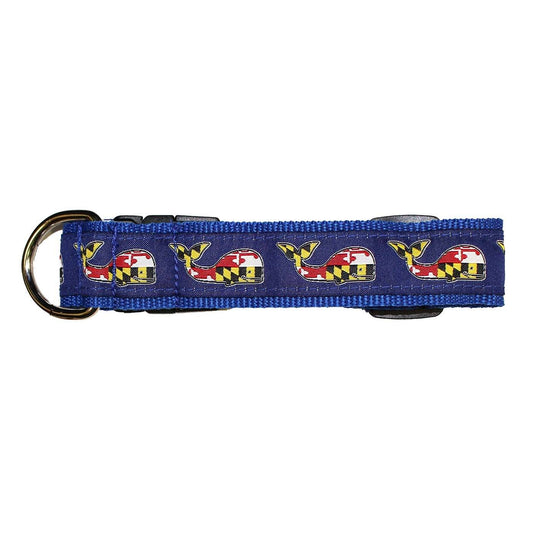 Maryland Flag Whale (Navy) / Dog Collar - Route One Apparel