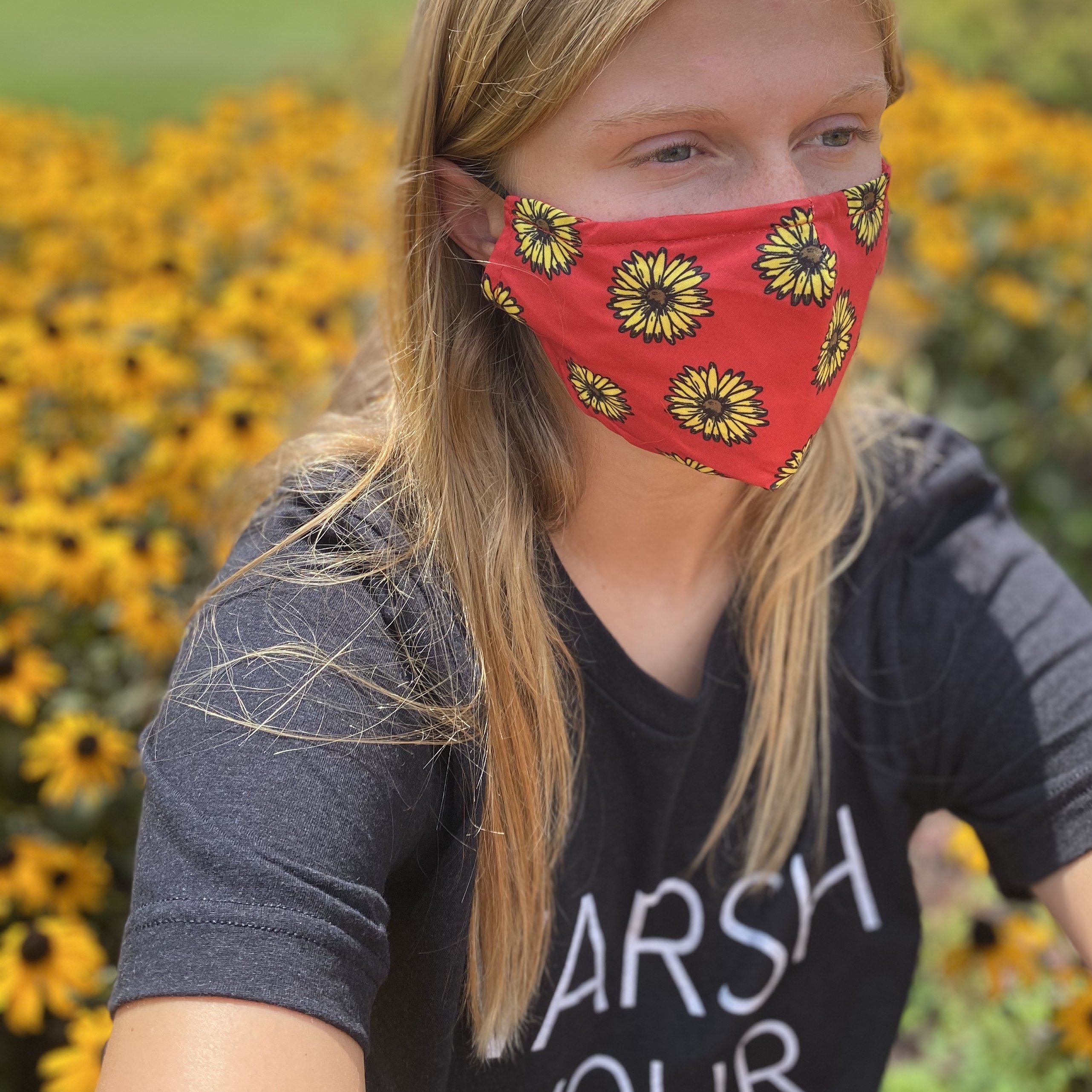 Black Eyed Susan (Red) / Face Mask - Route One Apparel