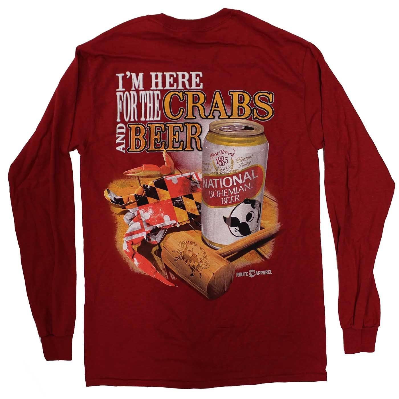 I'm Here for the Crabs & Beer (Cardinal) / Long Sleeve Shirt - Route One Apparel
