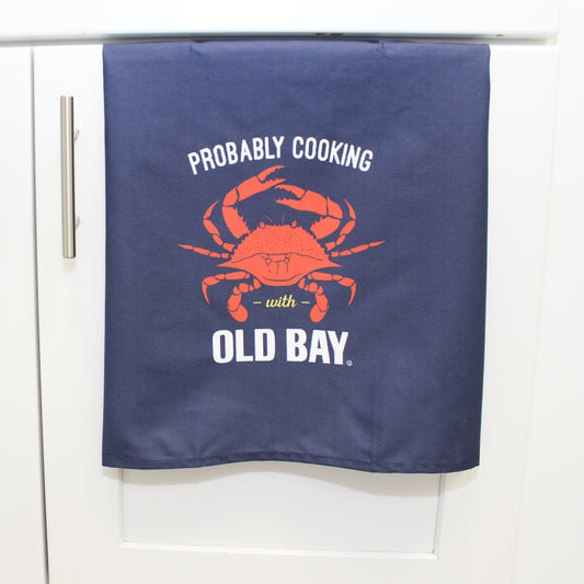 "Probably Cooking w/ Old Bay" Red Crab (Blue) / Kitchen Towel - Route One Apparel