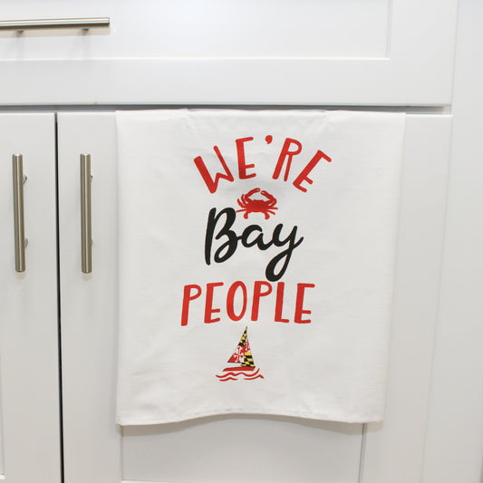 We're Bay People (White) / Kitchen Towel - Route One Apparel