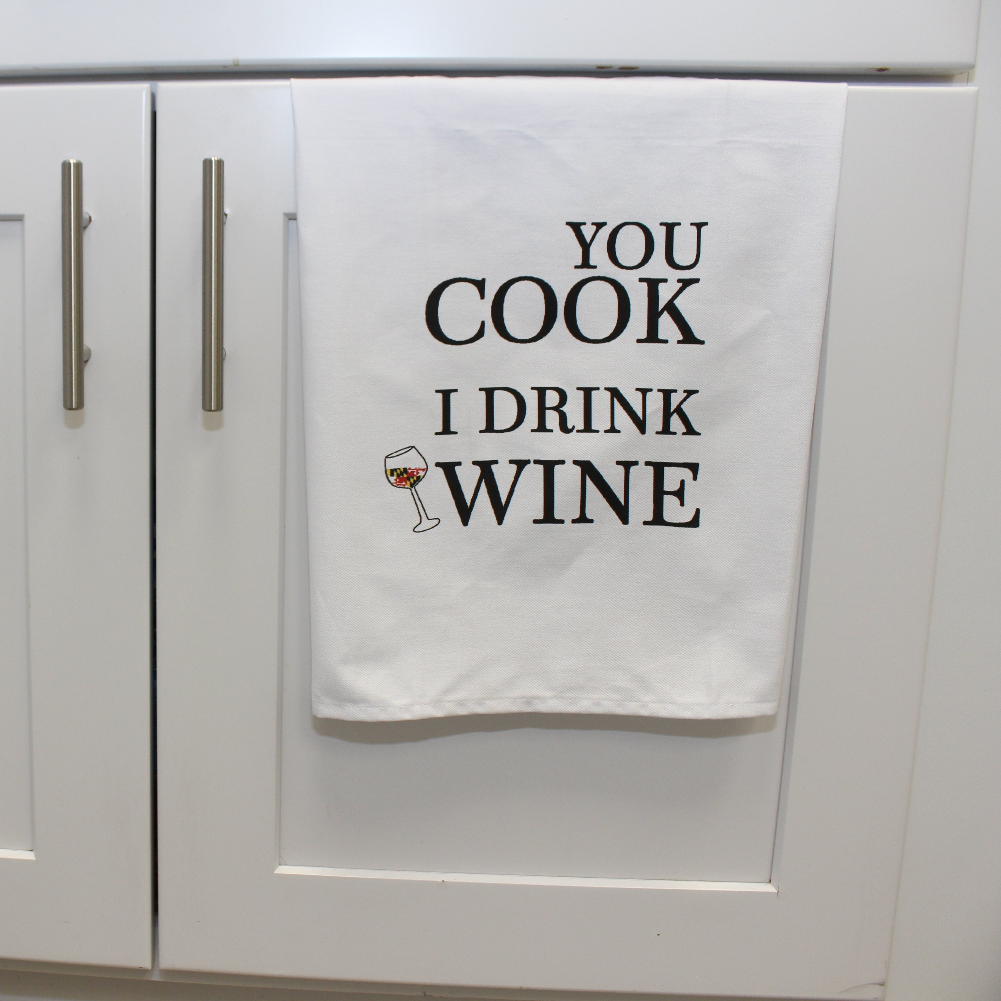 You Cook, I Drink Wine (White) / Kitchen Towel - Route One Apparel