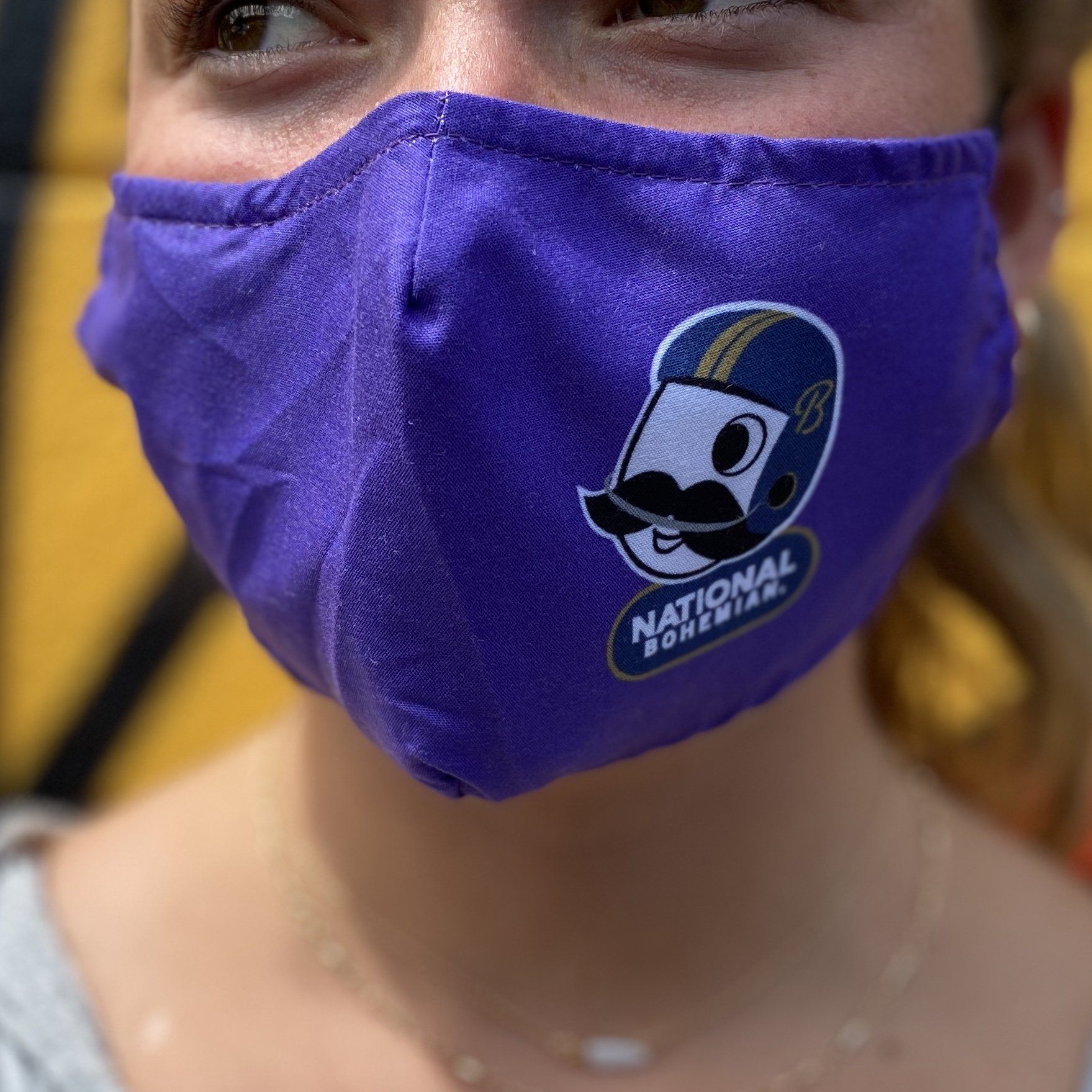 Side Natty Boh Football Player Logo (Purple) / Face Mask - Route One Apparel