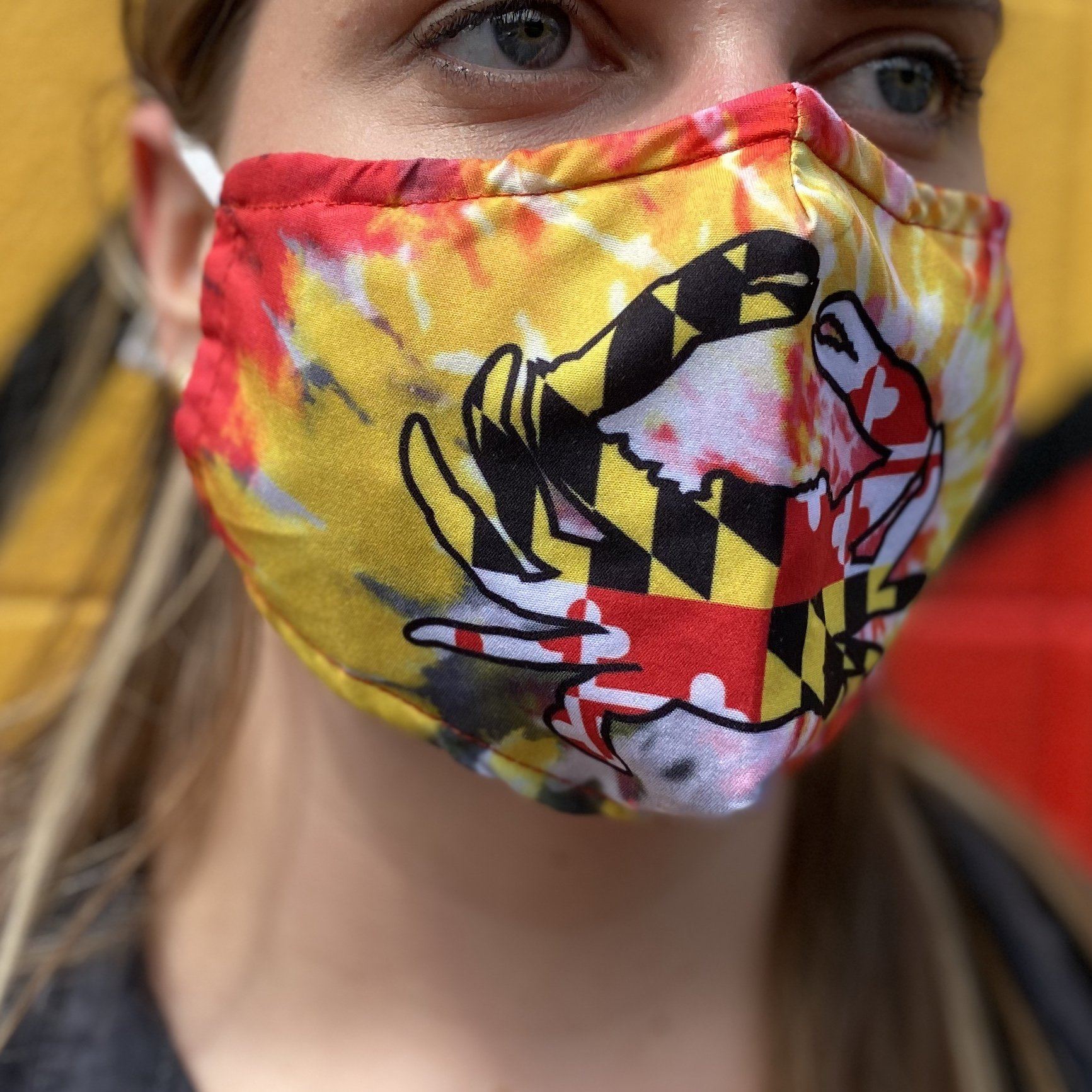 Maryland Flag Crab on Tie Dye / Face Mask - Route One Apparel