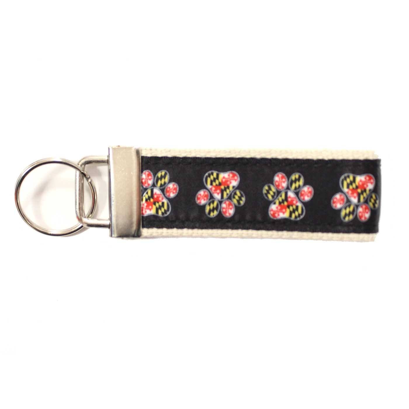 Maryland Paw Print (Black) / Key Chain - Route One Apparel