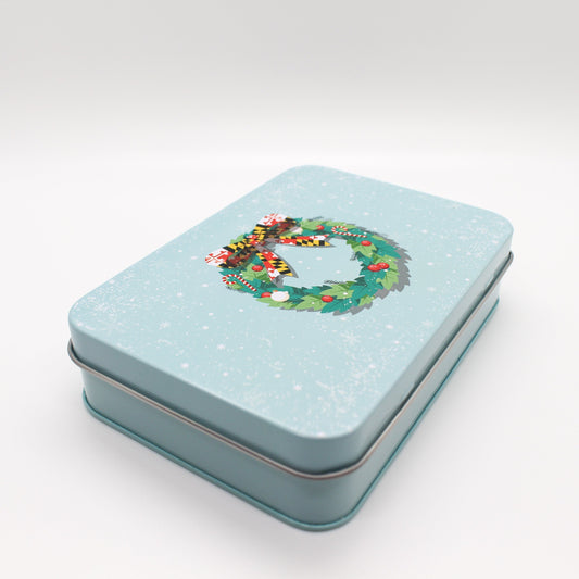 Maryland Holiday Wreath (Light Blue) / Gift Card Tin - Route One Apparel