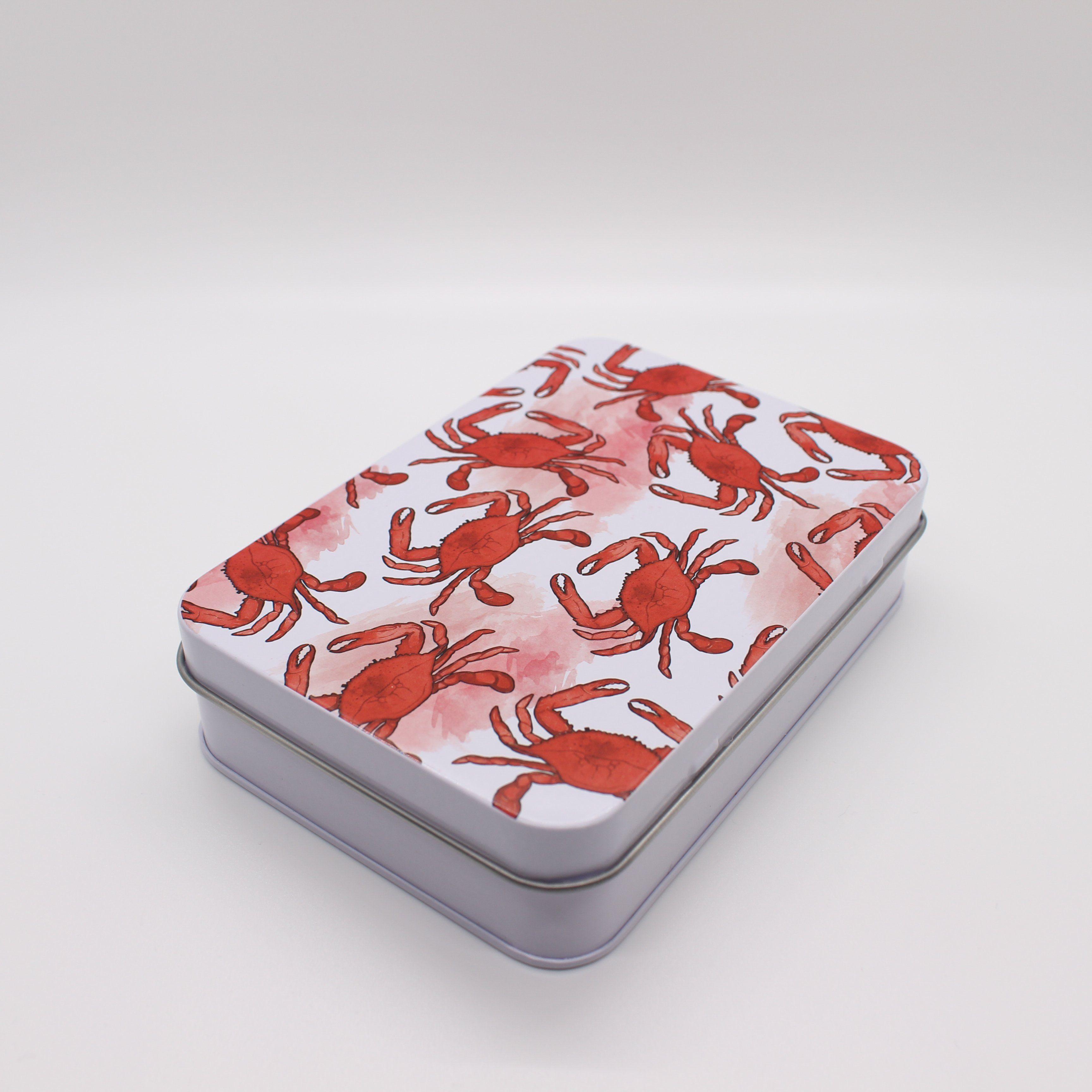 Route One Apparel Watercolor Red Crab Pattern / Gift Card Tin