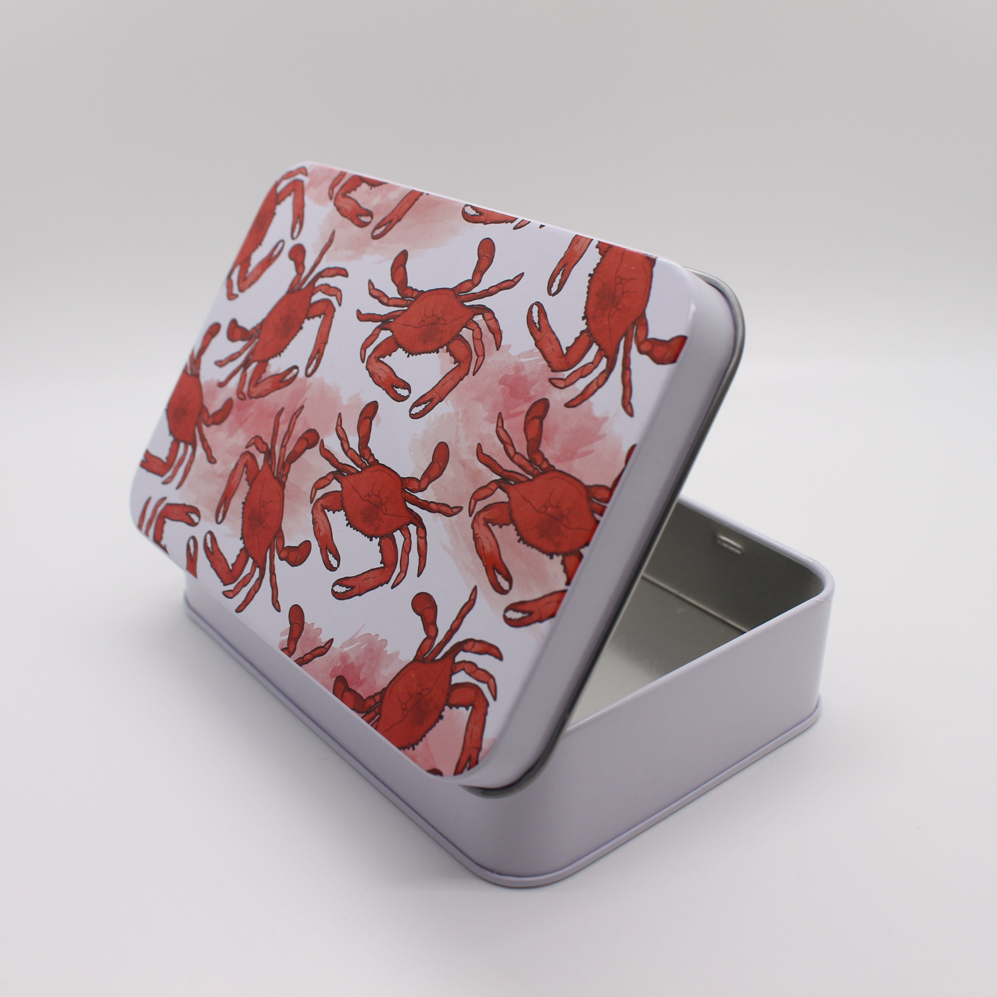 Watercolor Red Crab Pattern / Gift Card Tin - Route One Apparel