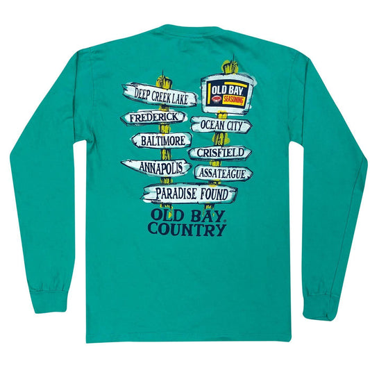 Old Bay Direction Sign (Island Green) / Long Sleeve Shirt - Route One Apparel