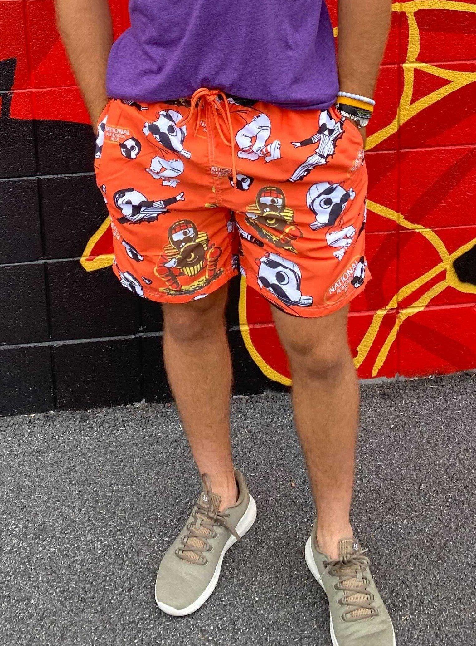 Natty Boh Baseball Players (Orange) / Drawstring Walking Shorts - Route One Apparel