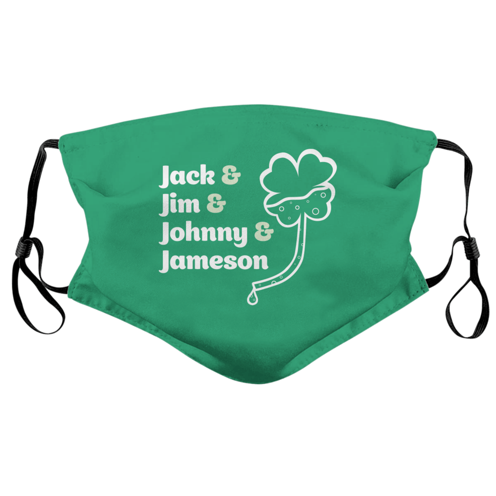 Jack & Jim & Johnny & Jameson (Green) / Face Mask - Route One Apparel