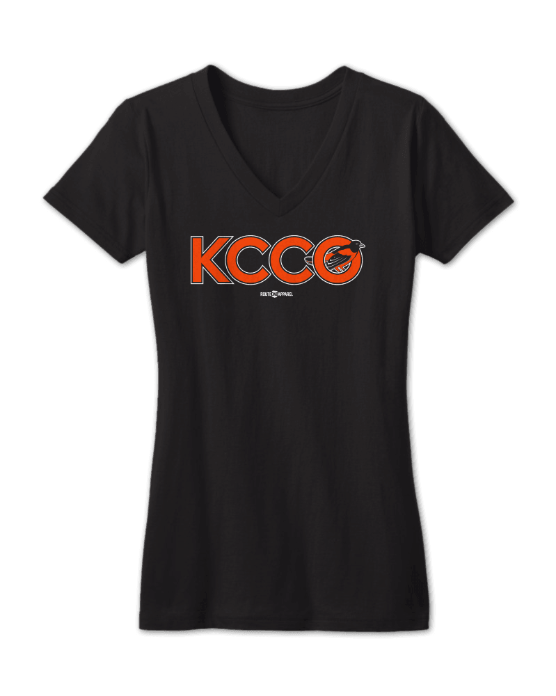 KCCO Baltimore Baseball Bird (Black) / Ladies V-Neck Shirt - Route One Apparel