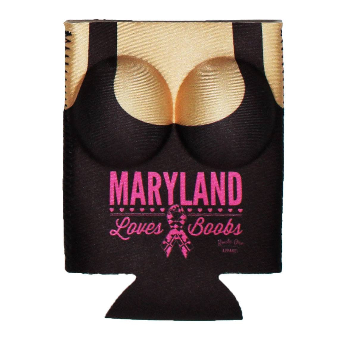 Maryland Loves Boobs (Black) / Can Cooler - Route One Apparel