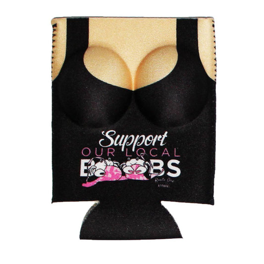 Support Our Local Boobs (Black) / Can Cooler - Route One Apparel
