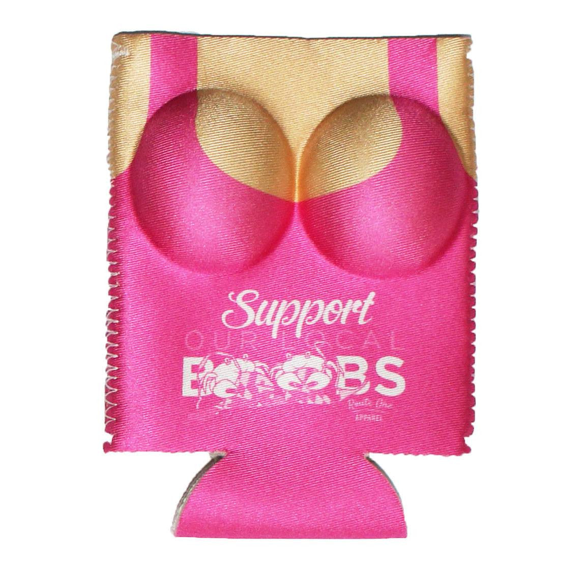 Support Our Local Boobs (Pink) / Can Cooler - Route One Apparel