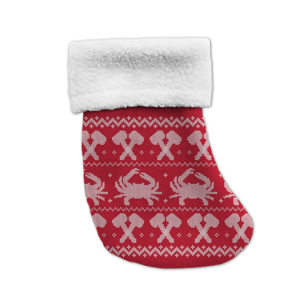 Crab and Mallet Pattern (Red) / Mini Christmas Stocking - Route One Apparel