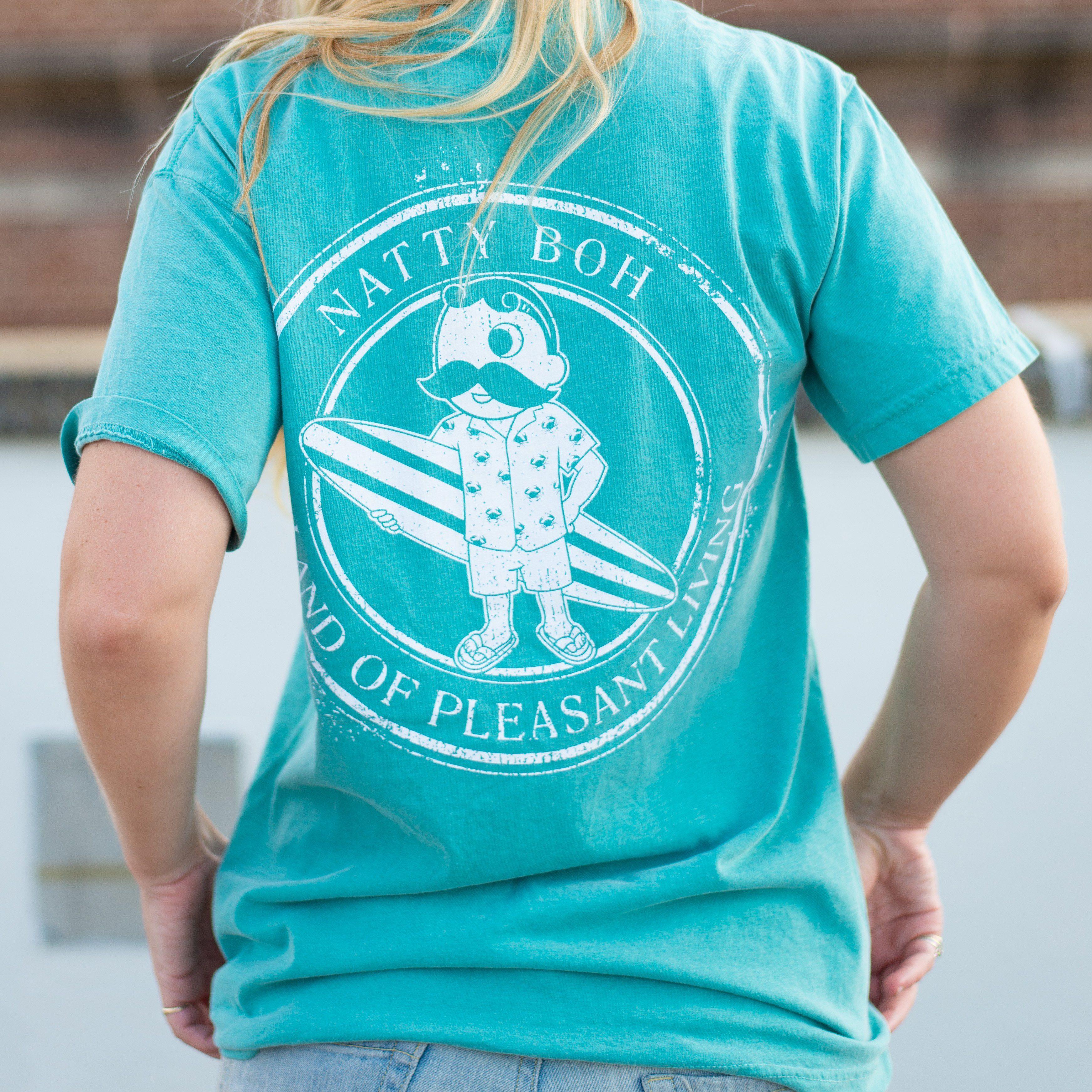 Natty Boh Surfer Dude Land of Pleasant Living (Seafoam) / Shirt - Route One Apparel