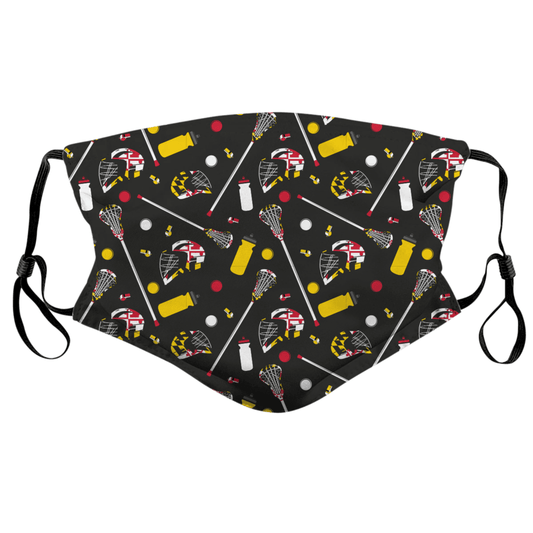 Maryland Lacrosse Pattern (Black) / Face Mask - Route One Apparel