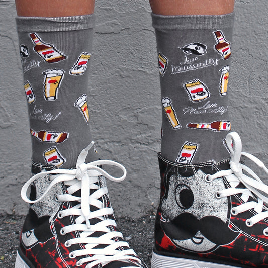 Live Pleasantly Boh Cans & Bottles / Crew Socks - Route One Apparel