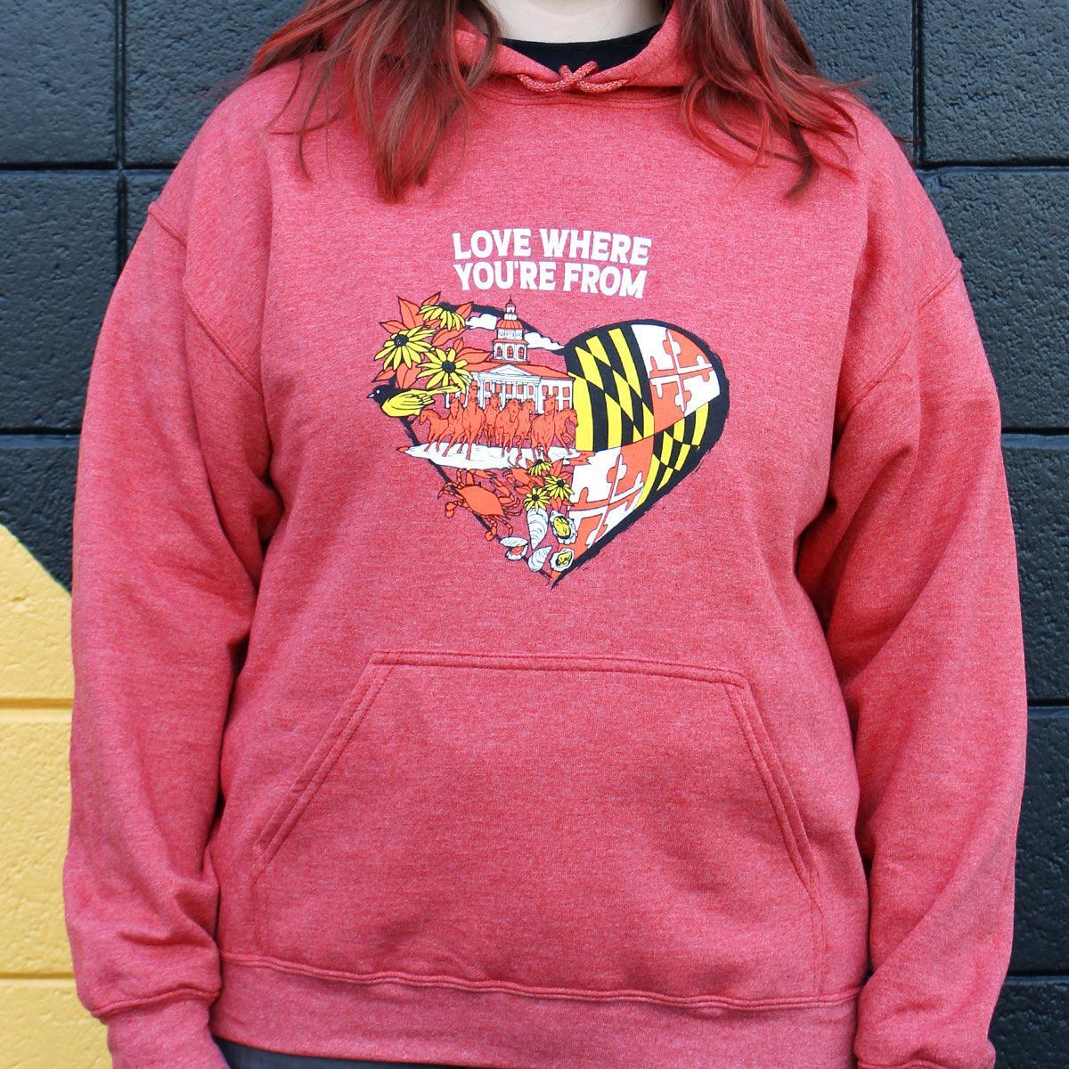 Love Where You're From (Heather Red) / Hoodie - Route One Apparel