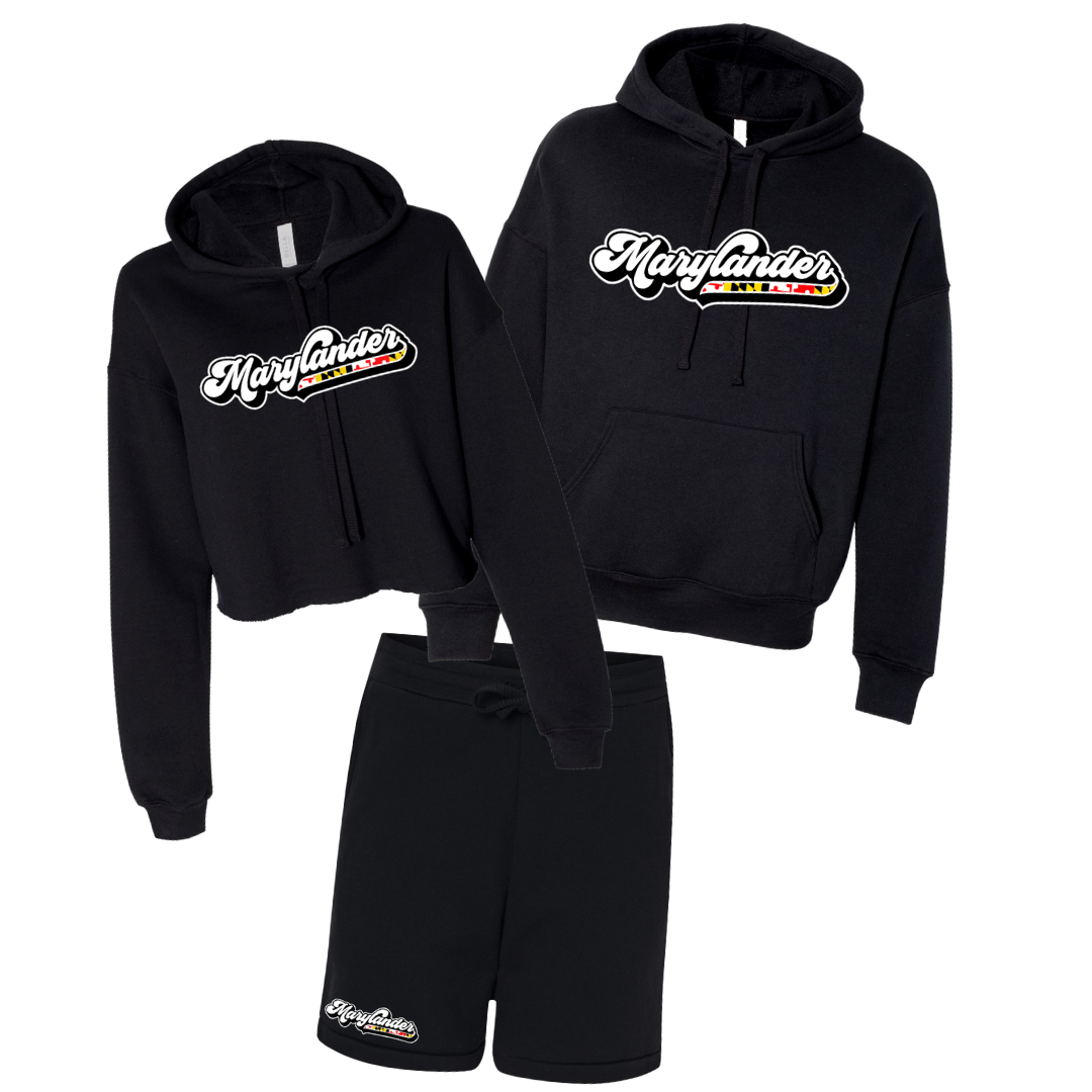 Marylander Hoodie & Shorts (Black) / Matching Set - Route One Apparel