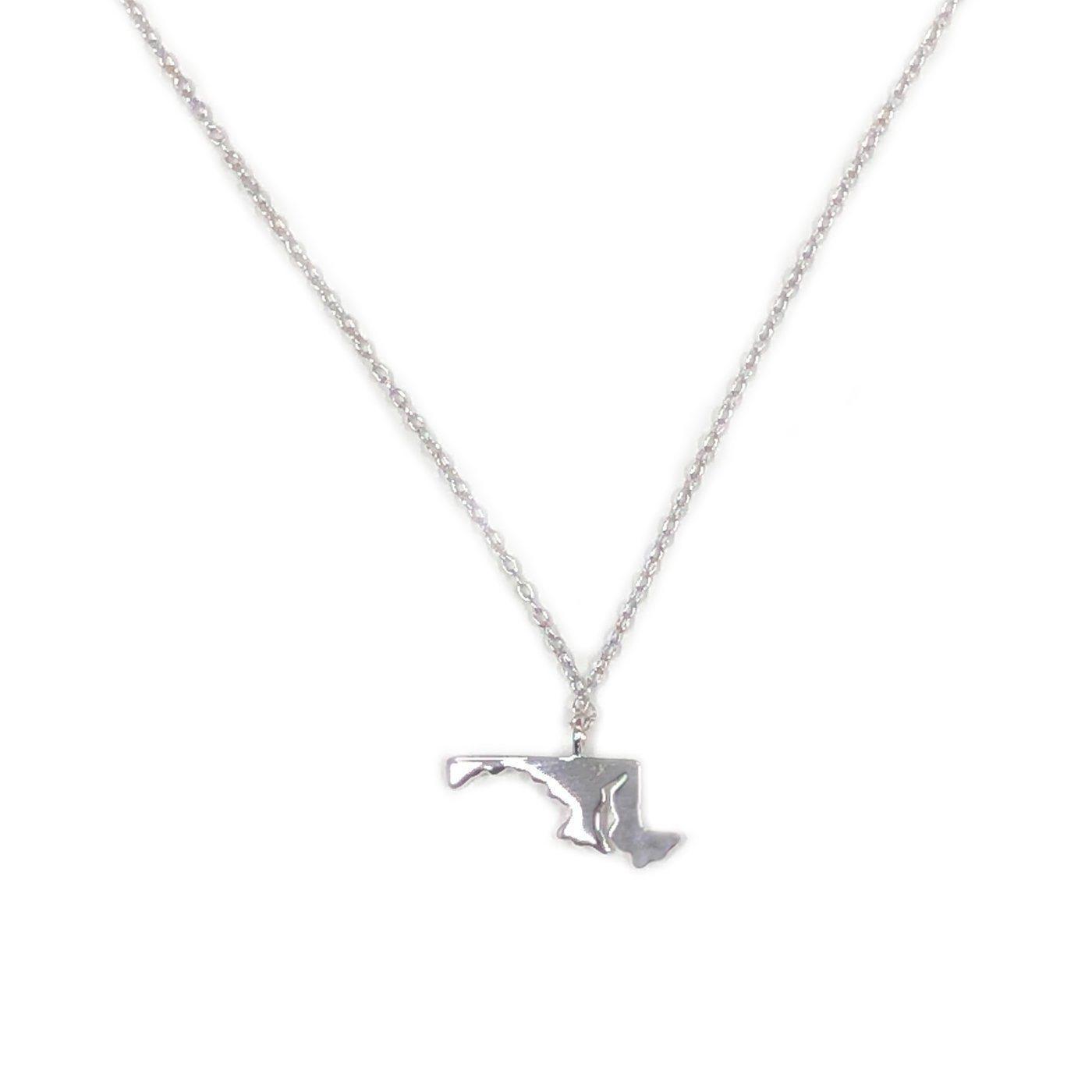 Dainty Solid State of Maryland (Silver) / Necklace - Route One Apparel