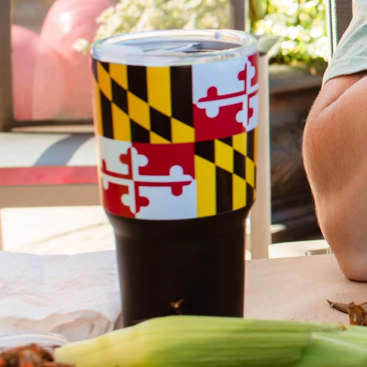 Maryland Flag (Black) / Large Tumbler - Route One Apparel