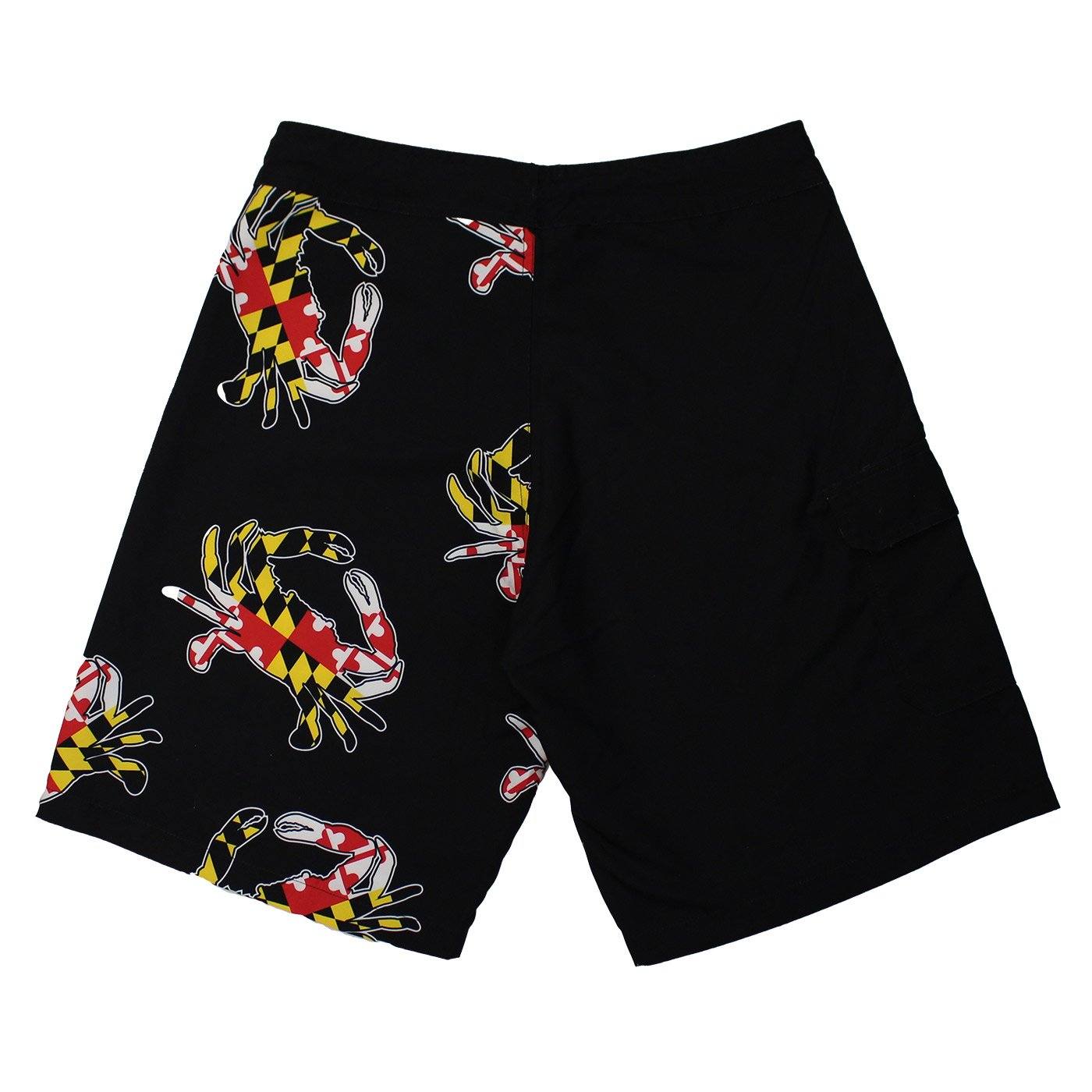 Maryland Full Flag Crab (Black) / Board Shorts - Route One Apparel
