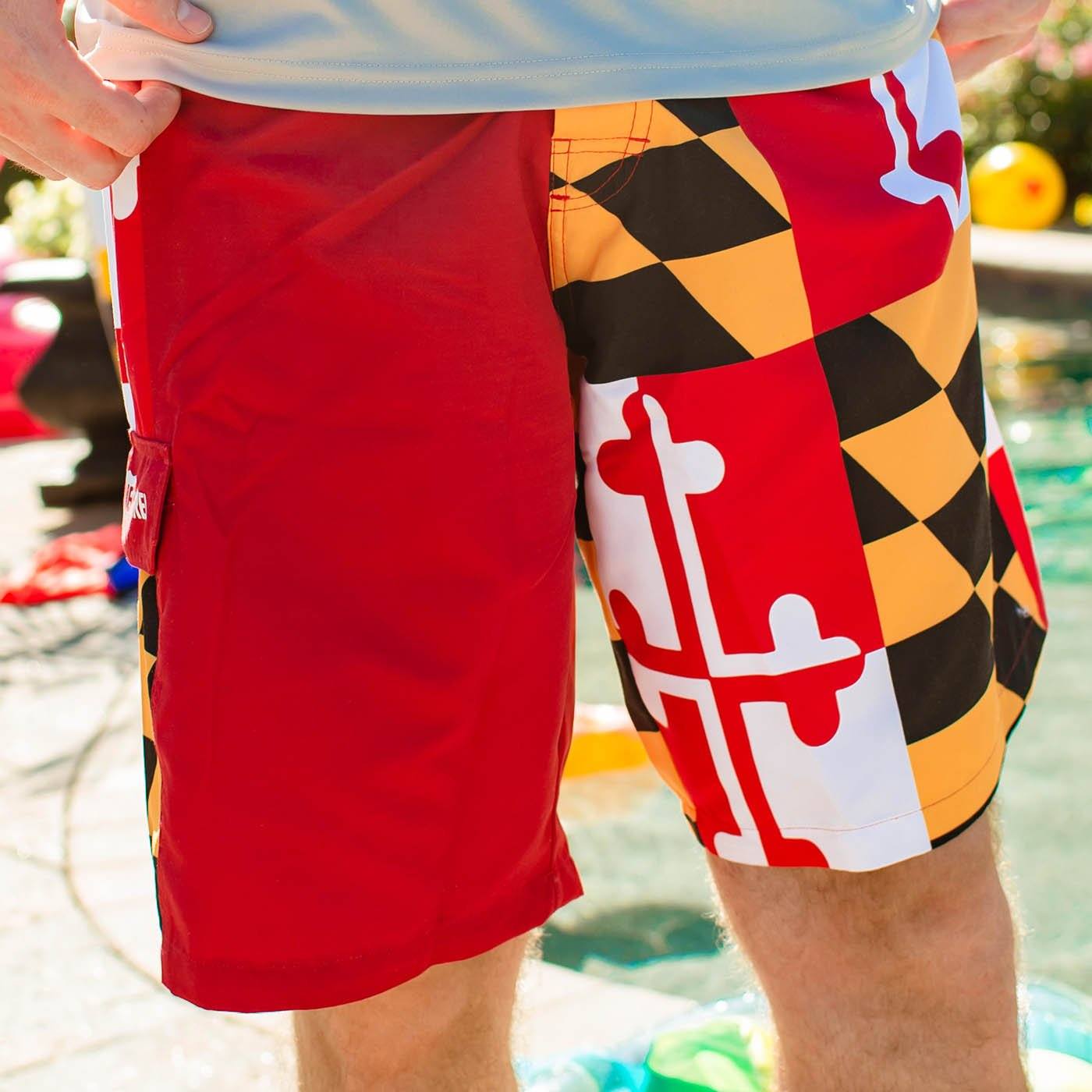 Maryland Flag (Red) / Board Shorts - Route One Apparel