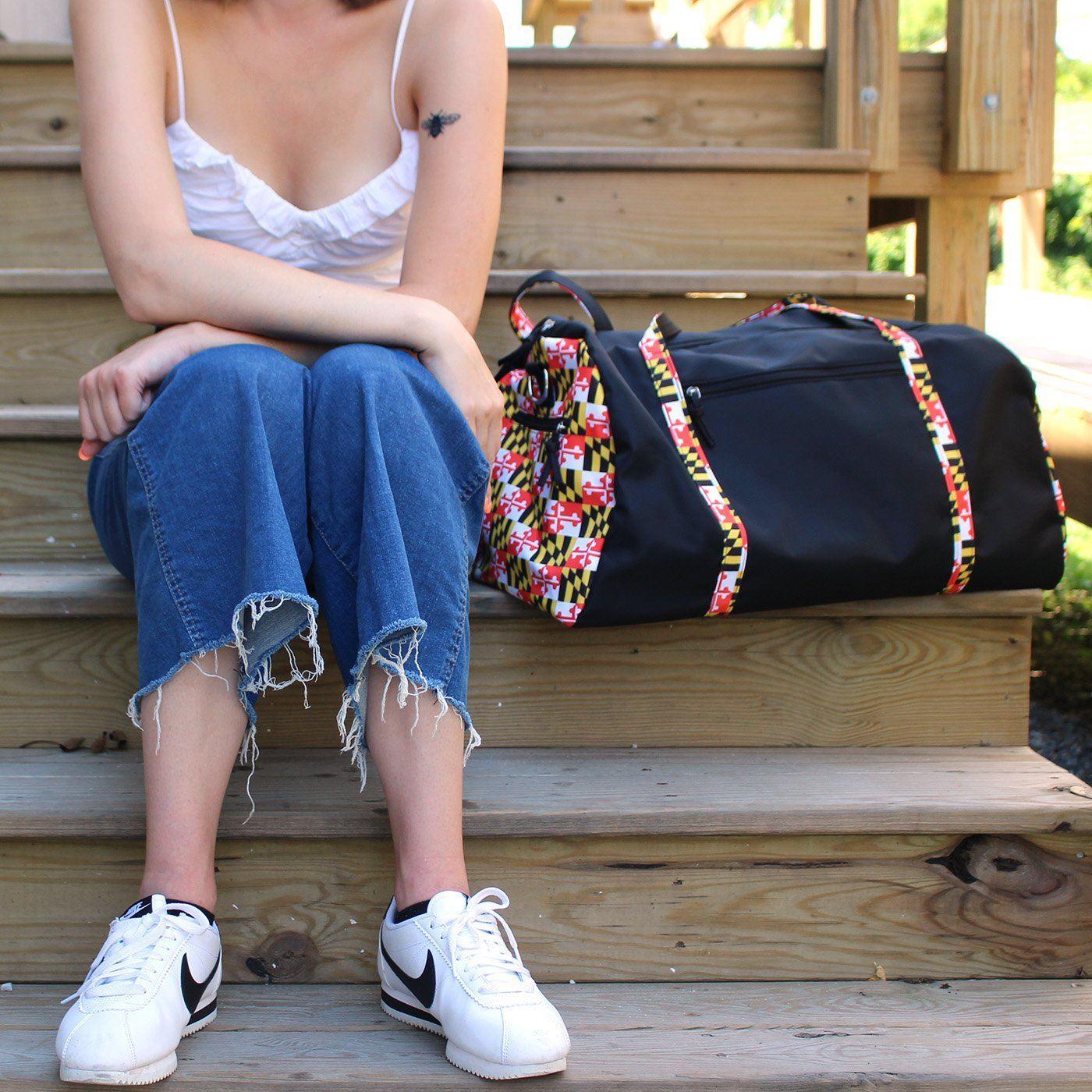 Maryland Flag Straps (Black) / Duffel Bag - Route One Apparel
