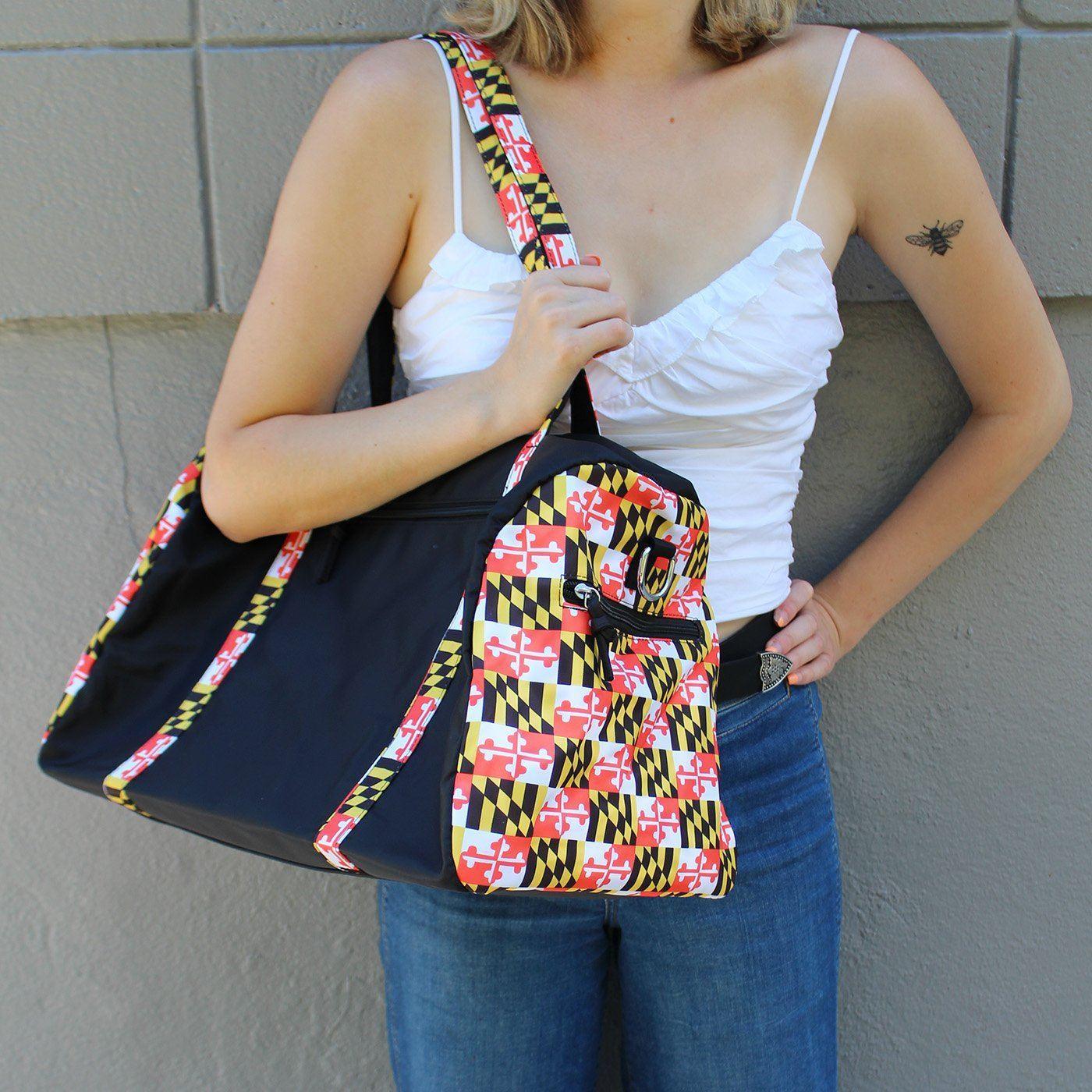 Maryland Flag Straps (Black) / Duffel Bag - Route One Apparel