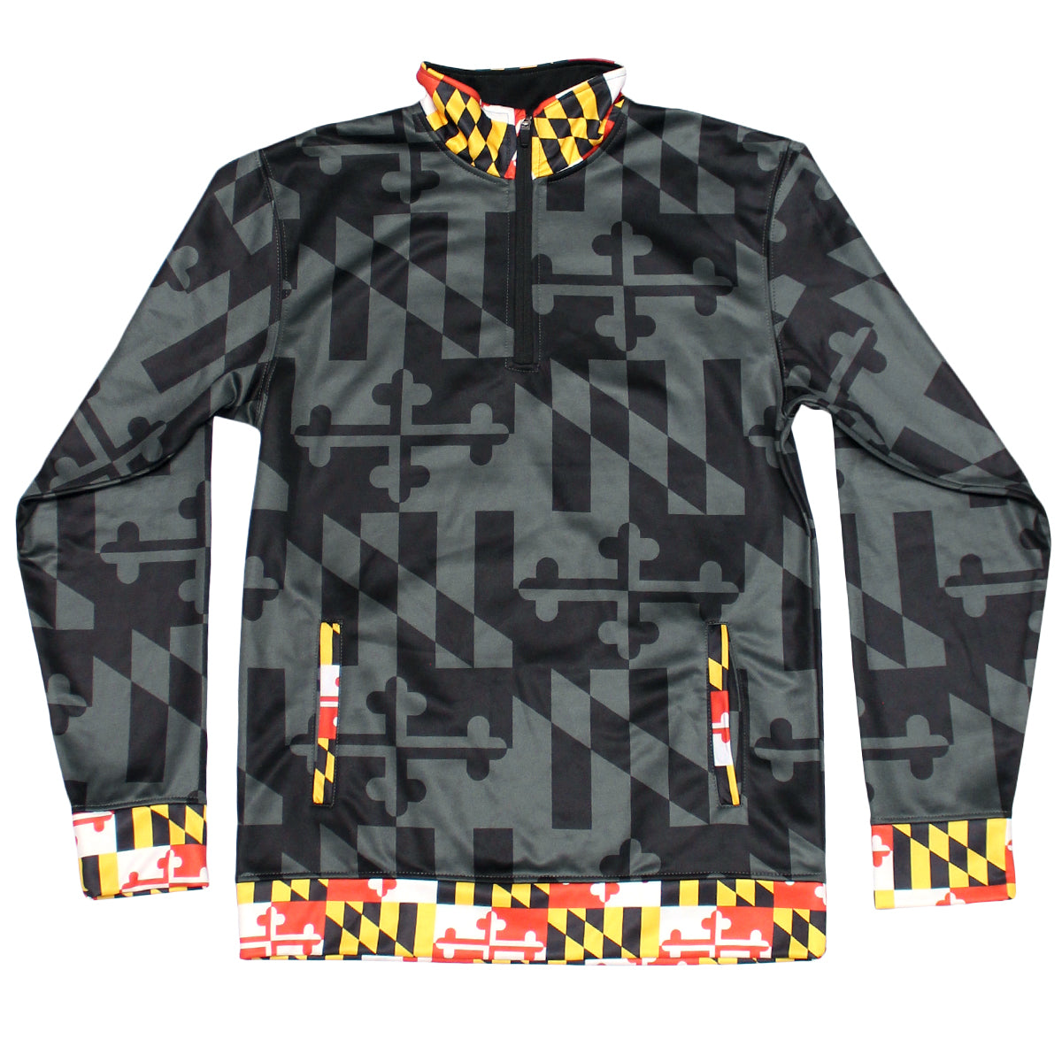 Maryland Flag Trim (Greyscale) / Pullover - Route One Apparel