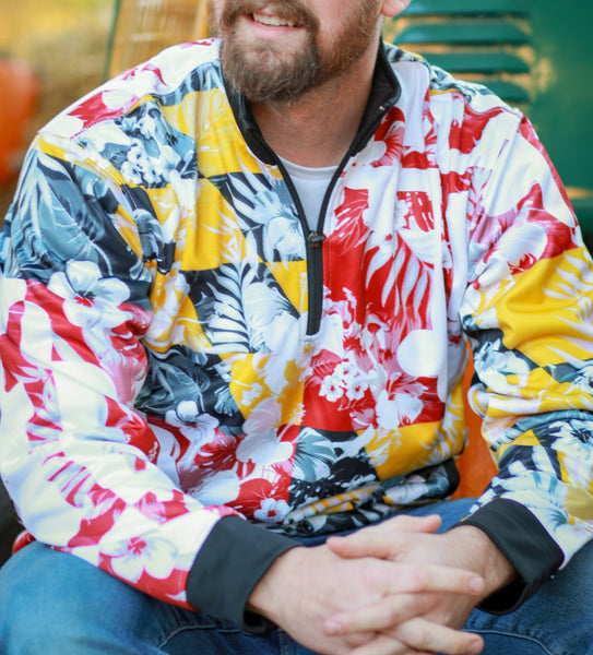 Maryland Flag Floral Hawaiian Pattern / Pullover - Route One Apparel