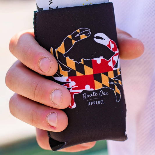 Maryland Full Flag Crab (Black) / Can Cooler - Route One Apparel