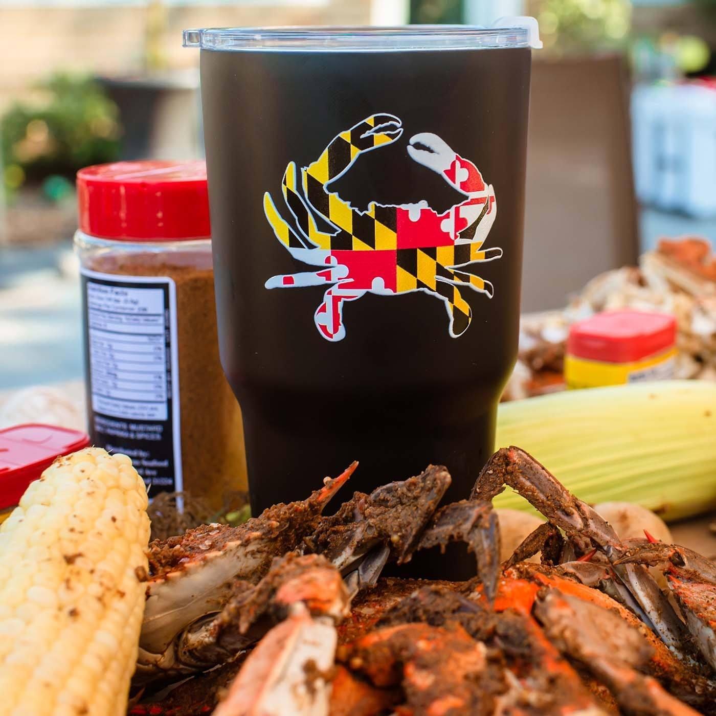 Maryland Full Flag Crab (Black) / Large Tumbler - Route One Apparel