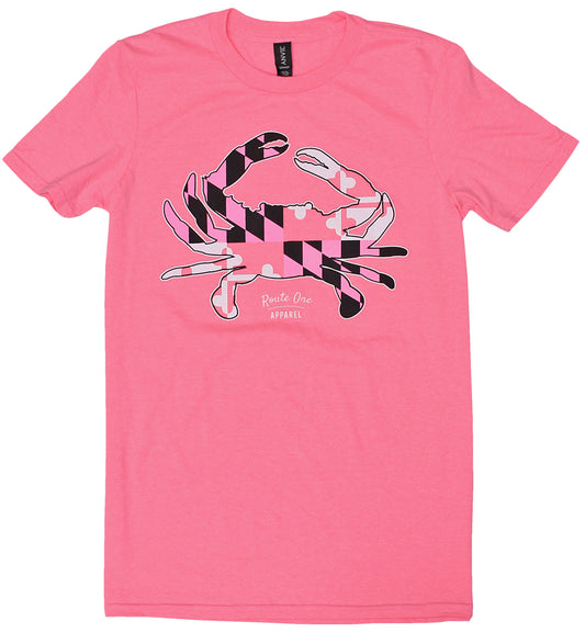 Maryland Full Flag Crab (Pink) / Shirt - Route One Apparel