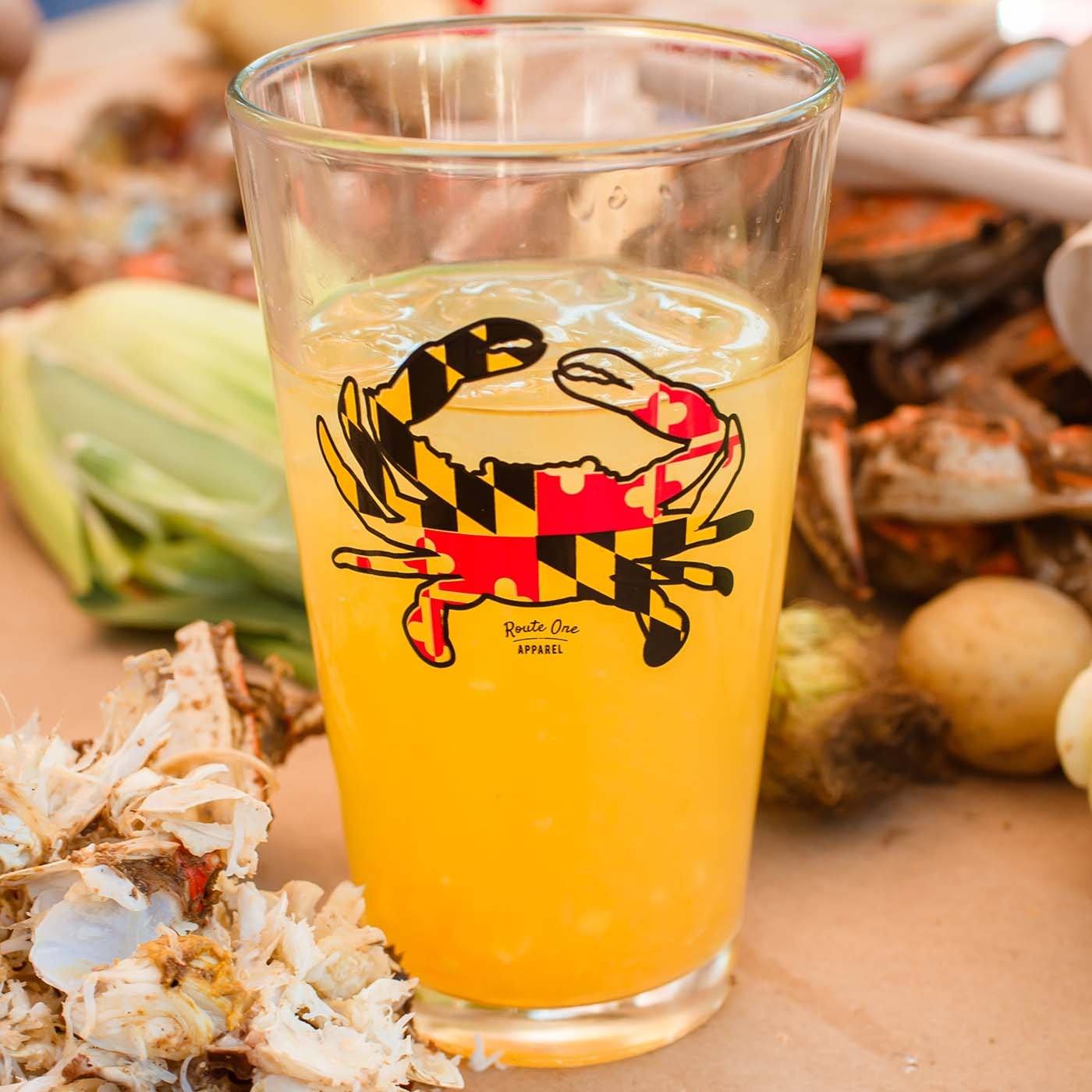 Maryland Full Flag Crab / Pint Glass - Route One Apparel