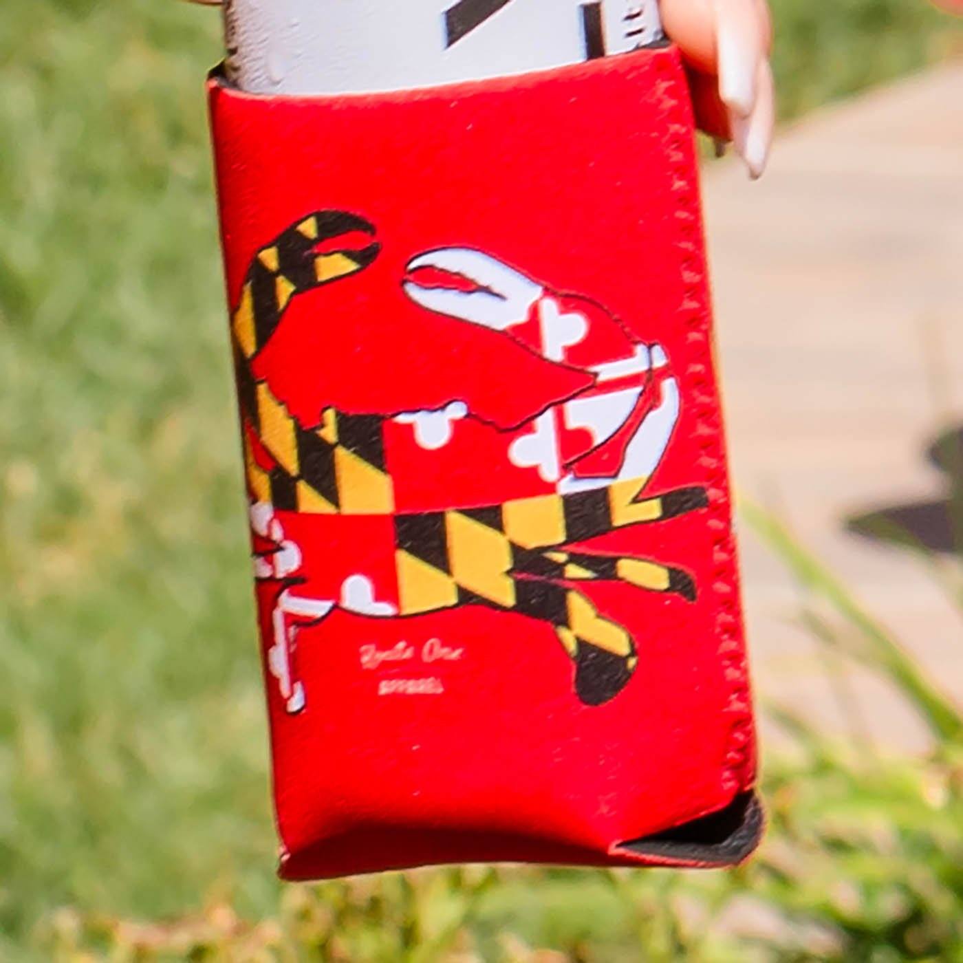 Maryland Full Flag Crab (Red) / Can Cooler - Route One Apparel