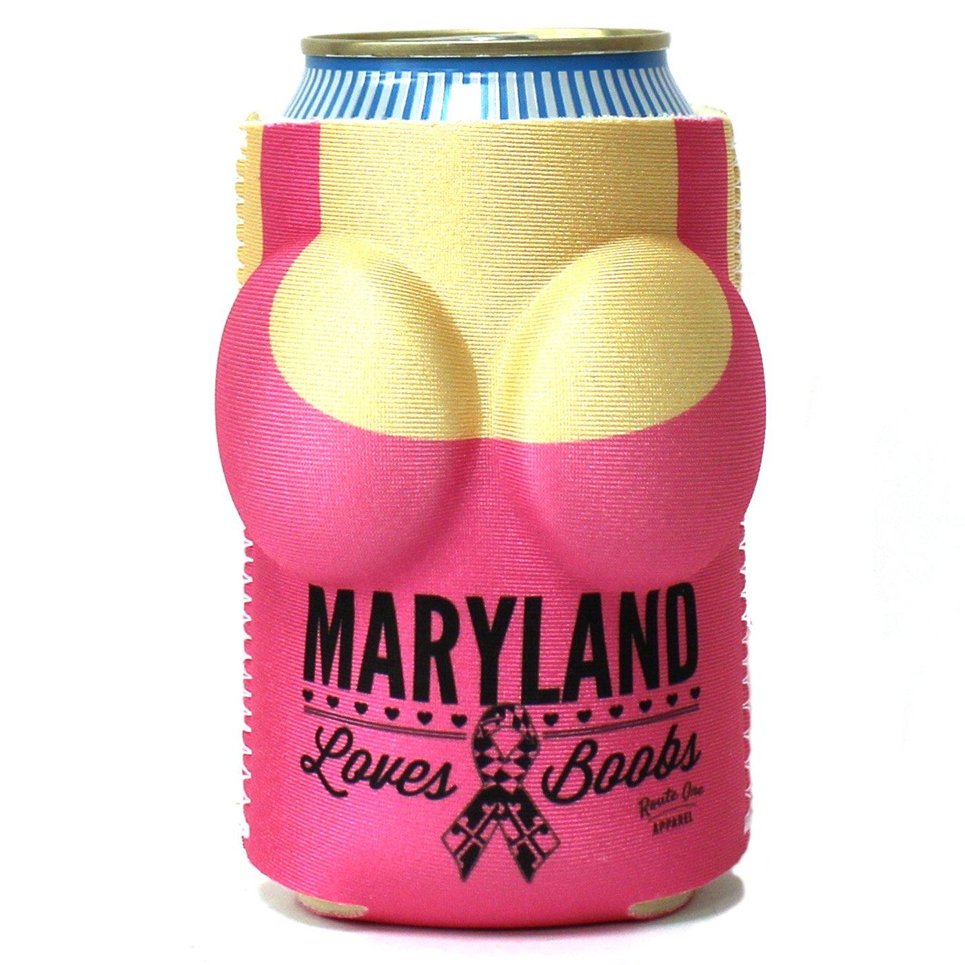 Maryland Loves Boobs (Pink) / Can Cooler - Route One Apparel