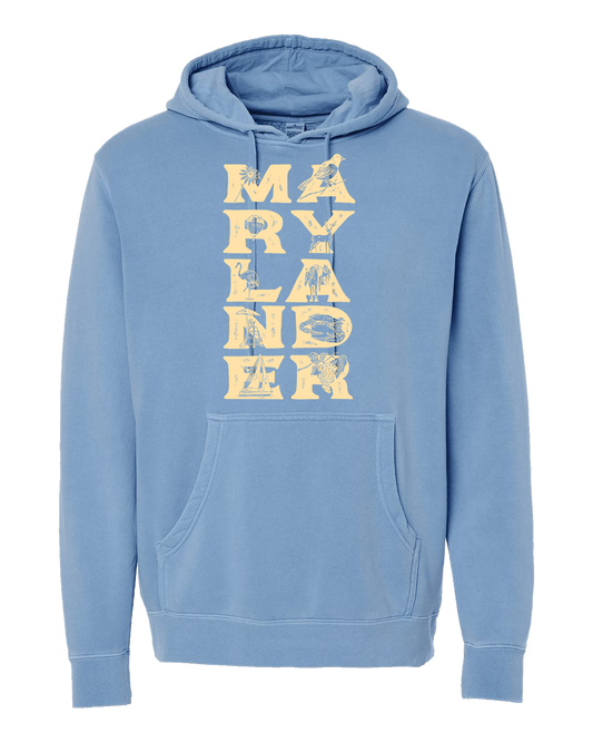 Marylander Stacked (Light Blue) / Hoodie - Route One Apparel