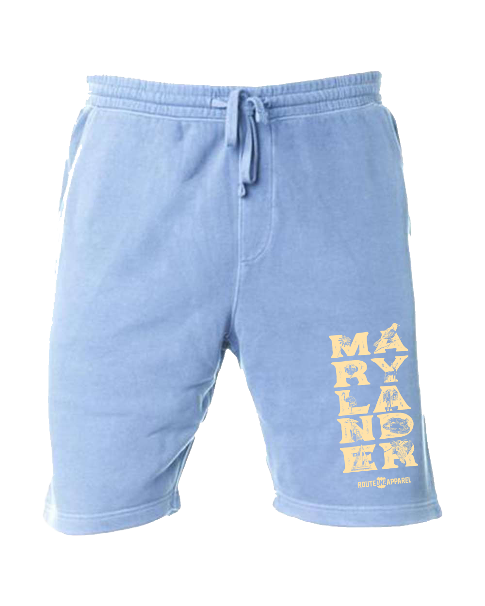 Marylander Stacked (Light Blue) / Sweatshorts - Route One Apparel