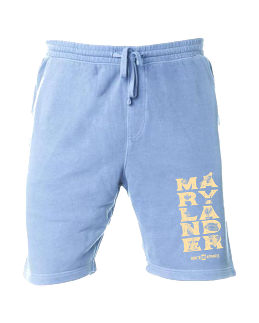 Marylander Stacked (Light Blue) / Sweatshorts - Route One Apparel