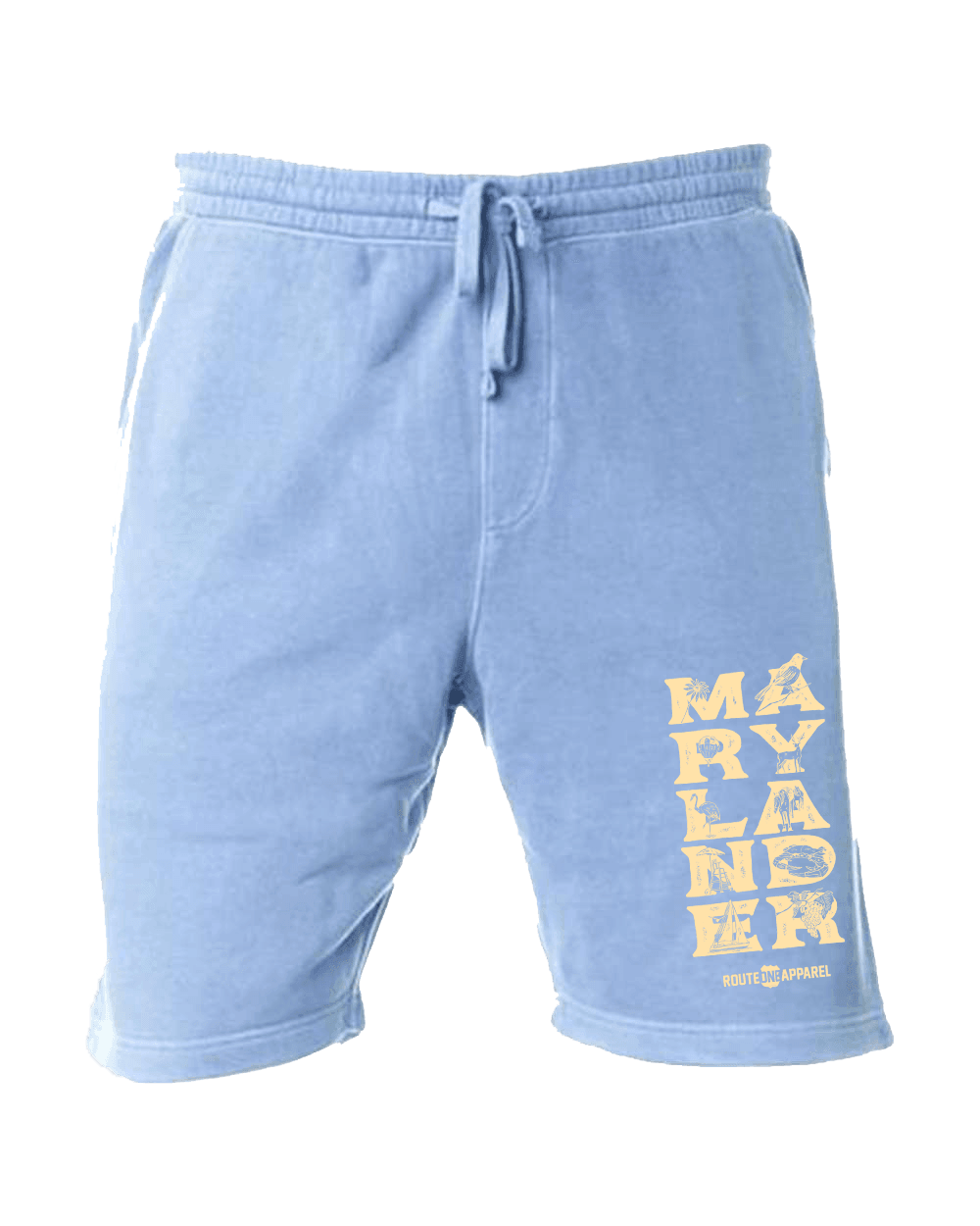 Marylander Stacked (Light Blue) / Sweatshorts - Route One Apparel