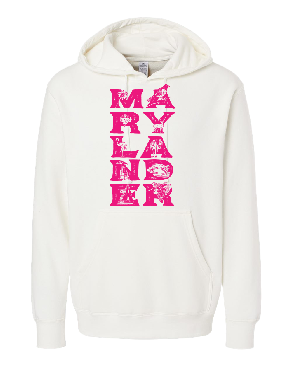 Marylander Stacked (White) / Hoodie - Route One Apparel