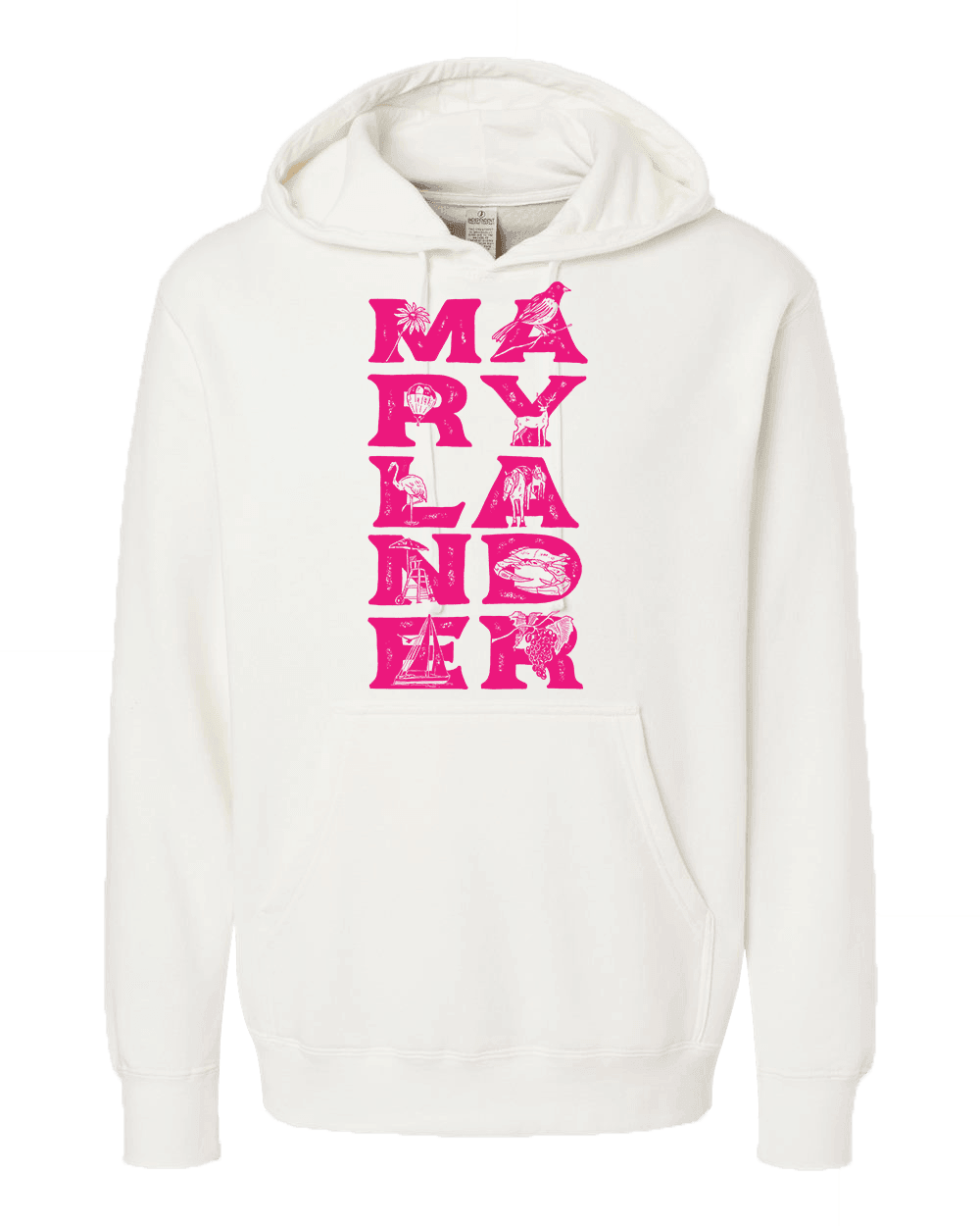 Marylander Stacked (White) / Hoodie - Route One Apparel