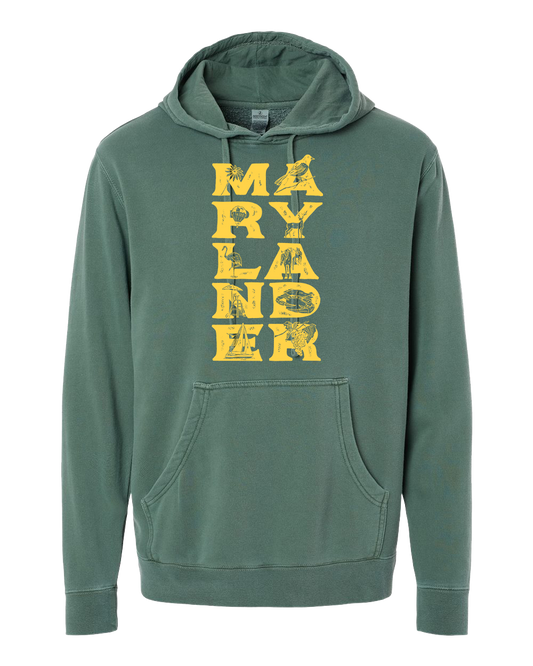 Marylander Stacked (Alpine Green) / Hoodie - Route One Apparel