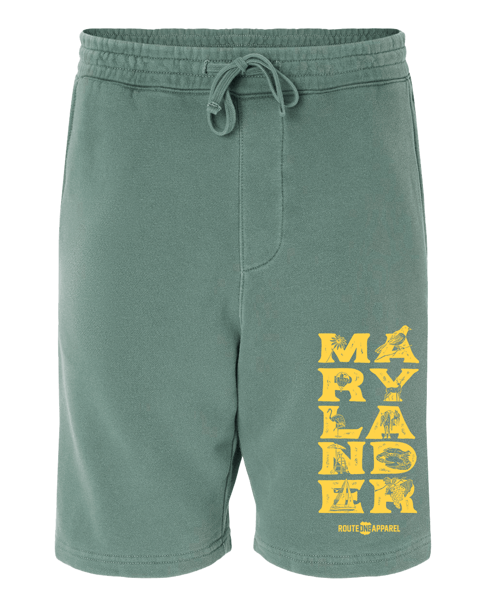 Marylander Stacked (Alpine Green) / Sweatshorts - Route One Apparel