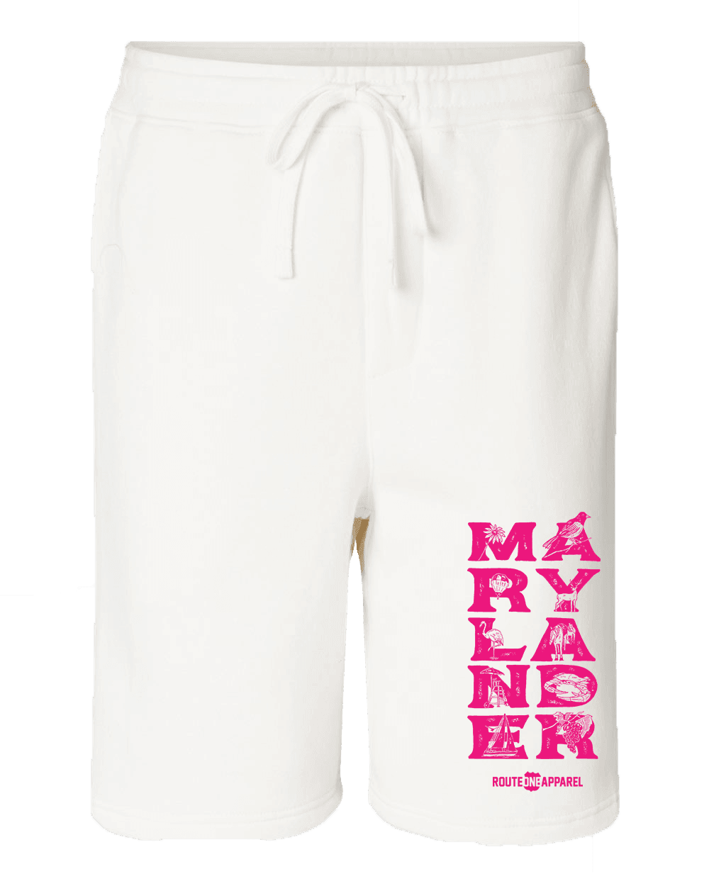 Marylander Stacked (White) / Sweatshorts - Route One Apparel